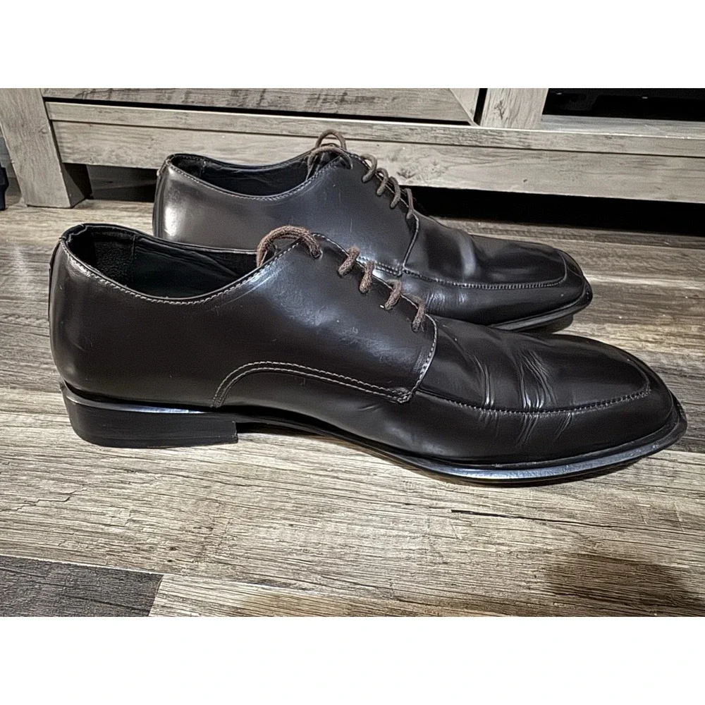 Via Spiga Mens Silvio‎ Oxford Shoes Brown Square Toe Lace Up Leather 10.5 M